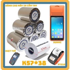 Giấy In Bill K57x38 Cho Máy Cà Thẻ Pos cầm tay K57*38 Máy In Cầm Tay K57
