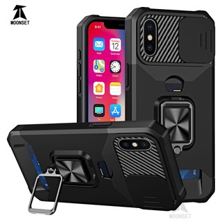 Dành Cho iphone X / Xs Max / XR Ốp Lưng Có Trượt Camera Bao Đựng Thẻ Nhẫn Chân Đế Chịu Lực Bảo Vệ Mỏng Bao