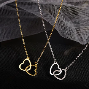 Vòng cổ chuỗi trái tim đôi rỗng dành cho nữ Vòng cổ trái tim tình yêu Quà tặng trang sức ngày lễ tình nhân