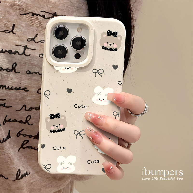ibumpers Ốp Điện Thoại iPhone Họa Tiết Động Vật Nơ Vui Nhộn Đơn Giản Cho IPhone 16 15 14 12 13 11 Pro Max IP 7 8 Plus X XS XR Ốp Lưng Ống Hút Lúa Mì Phân Hủy Thân Thiện Với Môi Trường