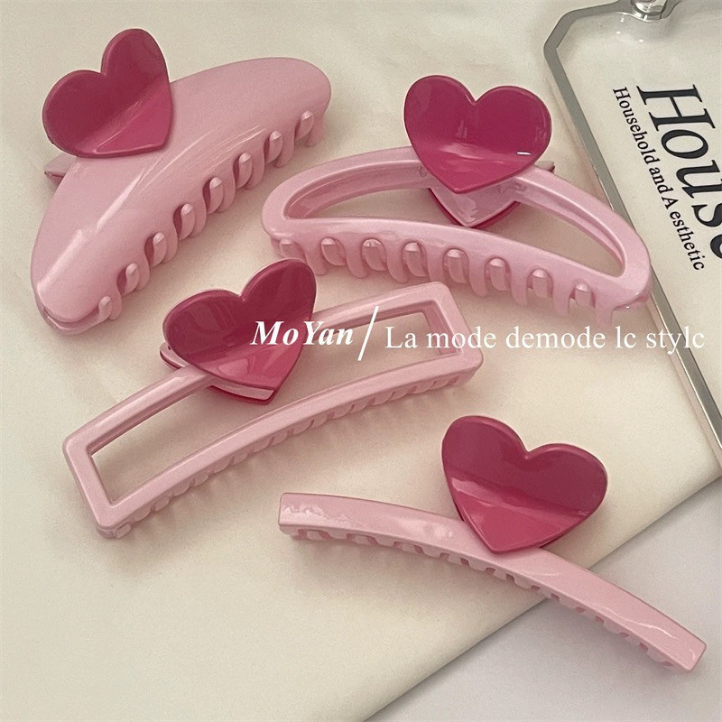 💦[3725 Đánh giá] Kẹp tóc hình trái tim hồng đỏ 2025 mới, kẹp tóc lớn cho phụ nữ có mái tóc dày MBFA