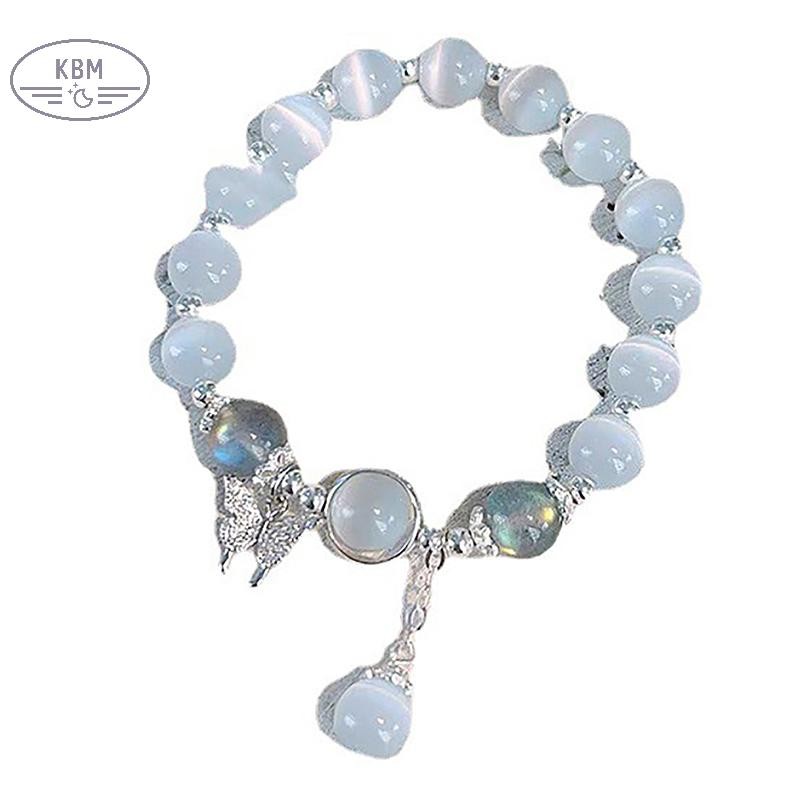 KBM Vòng tay pha lê Opal màu xanh biển Kho báu ánh trăng Vòng tay đàn hồi nhẹ cho bé gái Phụ kiện trang sức nữ FSSG