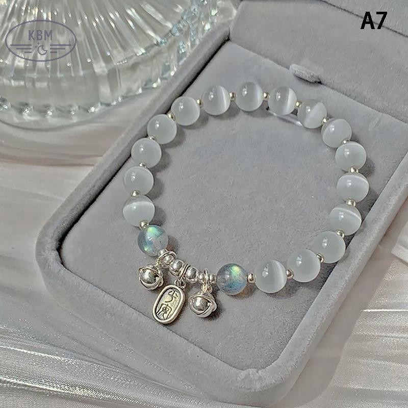 KBM Vòng tay pha lê Opal màu xanh biển Kho báu ánh trăng Vòng tay đàn hồi nhẹ cho bé gái Phụ kiện trang sức nữ FSSG