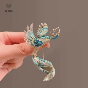 Trâm cài men Phượng hoàng phong cách Trung Quốc Vintage Gradient sel Phoenix Corsage Chân sáng bóng đa năng Phụ kiện quần áo Quà tặng [Mina]