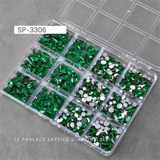12 Lưới Trang Sức Nhựa Kim Cương Không Đều Trong Suốt, Dụng Cụ Làm Móng Cho Tiệm Nail