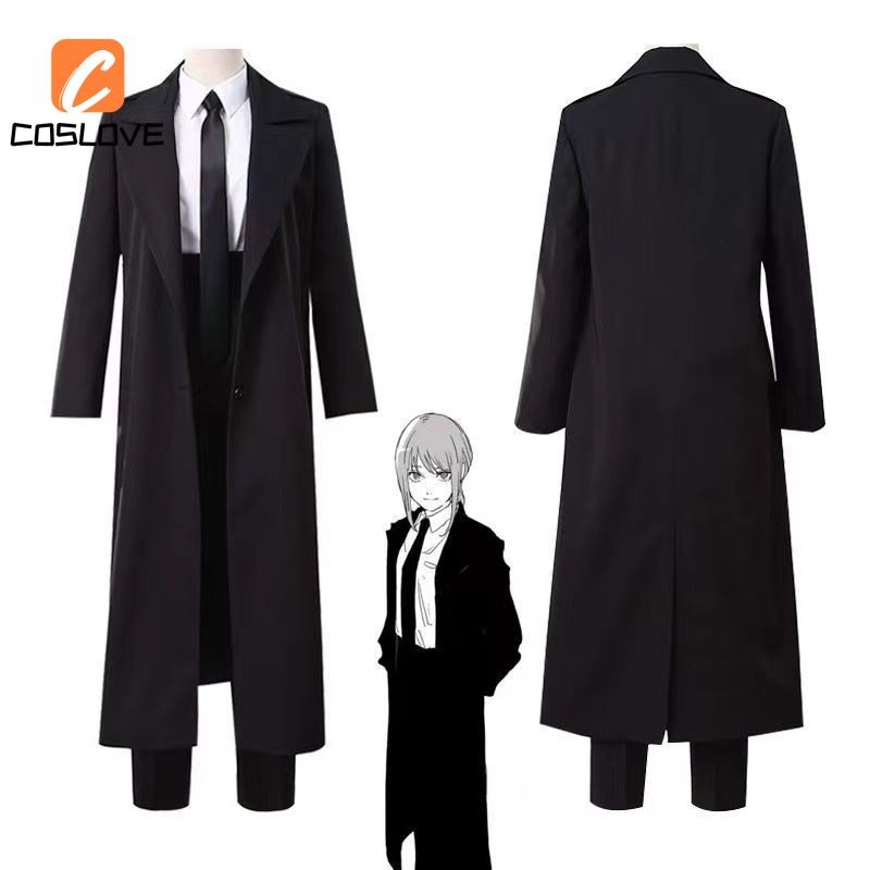 Anime Cưa Xích Người Makima Cosplay Quần Áo Trọn Bộ Trang Phục Trang Phục Cho Người Phụ Nữ Đen Đồng Phục Hóa Trang Tiệc Halloween