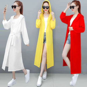 Quần áo chống nắng dài cho phụ nữ, áo khoác mỏng mùa hè 2025, áo chiffon chống nắng mới, áo khoác ngoài chống nắng bãi biển, áo UGIW dài qua đầu gối