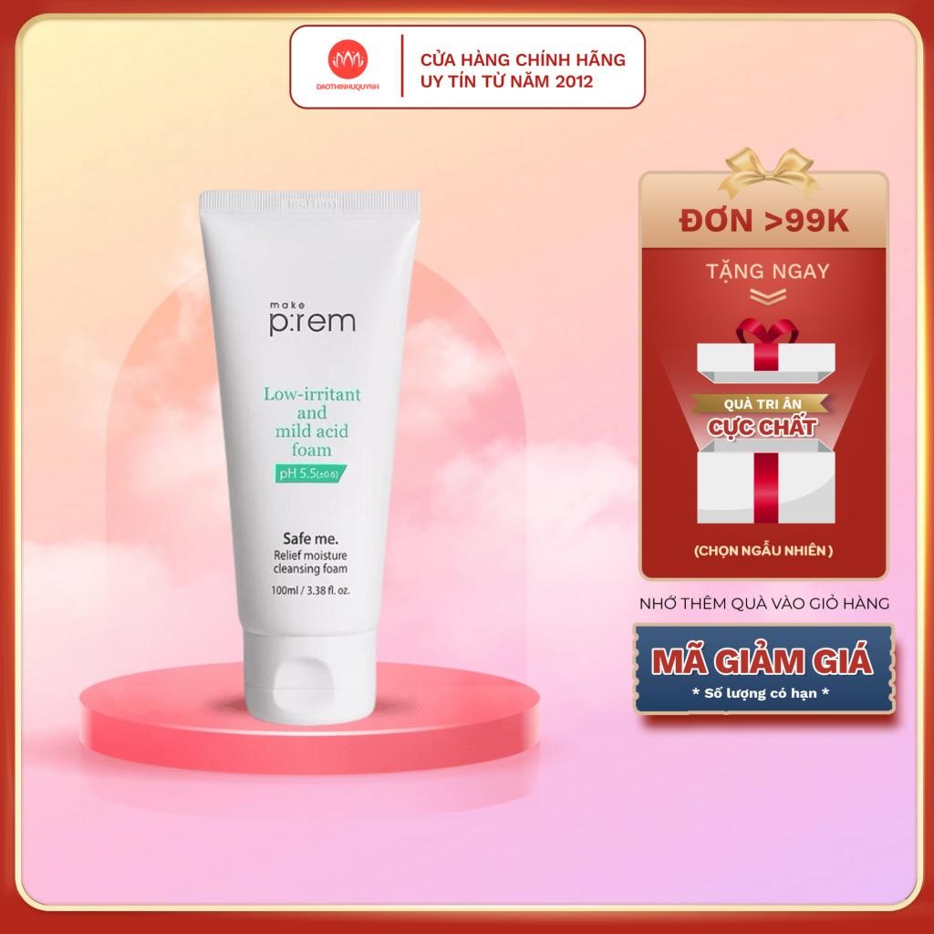 Sửa rửa mặt tạo bọt Make Prem Safe Me sạch sâu dịu nhẹ - sửa rửa mặt Make P:rem Cleansing Foam 100ml