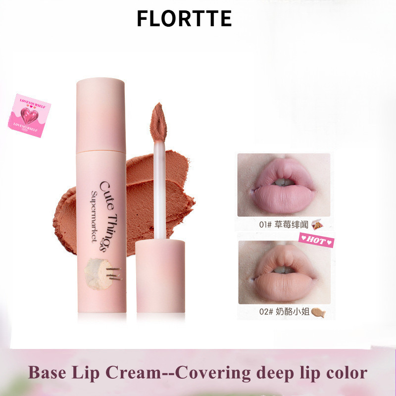 Kem môi FLORTTE, bột môi, bóng mịn, chống nước và chống mồ hôi GNEY