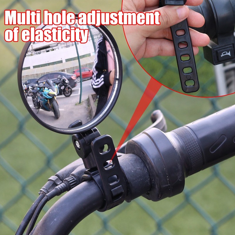 Gương an toàn quan sát phía sau xe máy - 360° Xoay có thể điều chỉnh với dây đeo khóa nhựa - Phụ kiện đa năng
