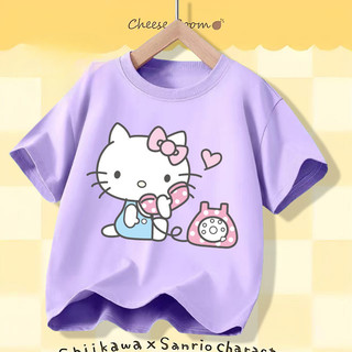 2025 Hello Kitty Bé Gái Mùa Hè Áo Thun Bé Trai Hoạt Hình In Tee Tay Ngắn