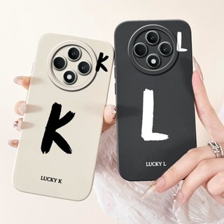 Dành Cho OPPO Reno12 F 5G CPH2637 Ốp Lưng Chữ Cái Dễ Thương Mềm Đen Trắng Silicon TPU Chống Sốc Cho OPPO Reno 12F Reno12 FS Vỏ
