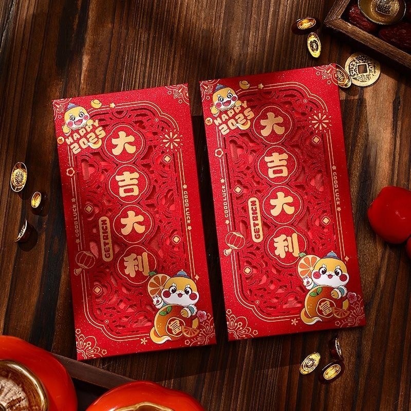 Sáng tạo năm con rắn rỗng gói màu đỏ phong bì 2025 Angpao CNY gói màu đỏ trẻ em người lớn tuổi Kinh doanh phong bì màu đỏ Năm con rắn ang pow Năm mới phong bì gói màu đỏ Tết Nguyên Đán luc