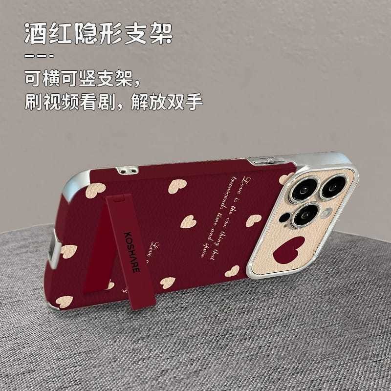 Vỏ điện thoại Ốp da cửa sổ to hình trái tim nơ cho iPhone