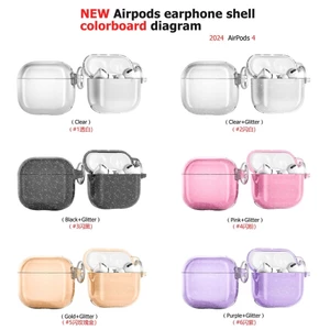 Hộp bảo vệ AIRPODS 4 PRO2 3 PC + TPU Hai trong một Long lanh trong suốt Chia dày chống sốc Bao gồm tai nghe đầy màu sắc