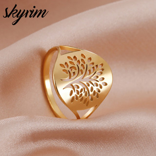 SKYRIM Nhẫn Inox Thanh Lịch Cây Sống Không Phai Màu Trang Sức Cho Bạn Bè Cặp Đôi