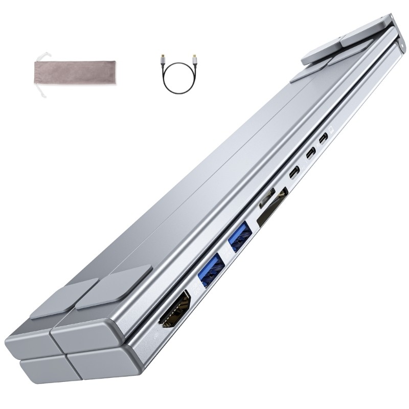Giá đỡ máy tính xách tay bằng nhôm Vision với trung tâm mở rộng 8 trong 1 với tốc độ nhanh 4K và PD100W