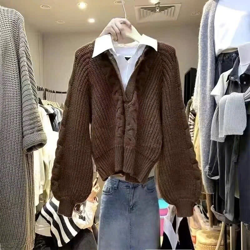 Áo len thu đông cách điệu thiết kế phối sơ mi trẻ trung năng động hottend dành cho nữ BA SP248