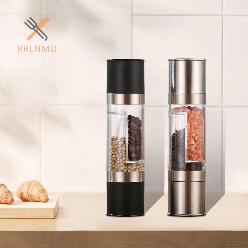 Rrlnmd Máy Xay Muối Và Tiêu 2 Trong 1 Bằng Tay Thép Không Gỉ Muối Tiêu Nhà Máy Có Thể Điều Chỉnh Gốm Mài Gia Vị Nhà Bếp Dụng Cụ MỚI