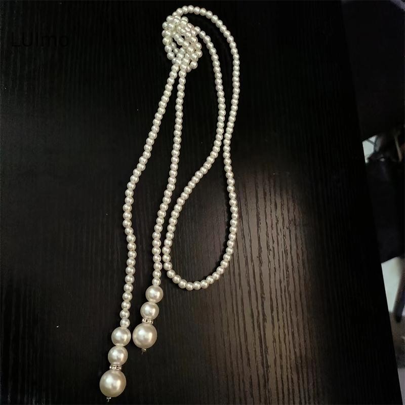 Luimo Thanh Lịch Hai Lớp Mô Phỏng Ngọc Trai Áo Len Vòng Cổ Nữ Cổ Dài Dây Chuyền Vòng Cổ SBS