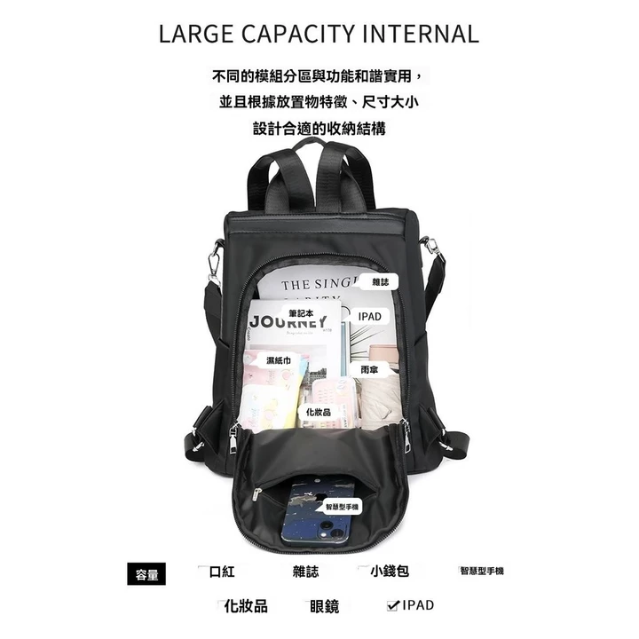 Women's Backpack – Water-Resistant, Large – 7
