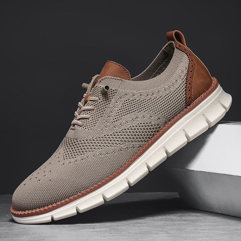 Mùa Xuân 2024 Mùa Thu Nhẹ Buộc Dây Thể Thao Giày Nam Thoáng Khí Flyknit Loafers Nam Plus Size Giày Nam
