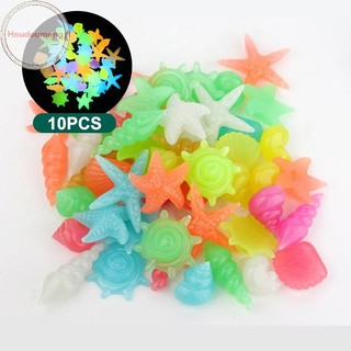 Hodou 10 Chiếc Nhiều Màu Sắc Dạ Quang Đá Phát Sáng Sao Biển Conch Hình Cho Cá Bàn Đi Bộ Vườn Bể Cá Trang Trí Hồ Bơi Cảnh Quan VN