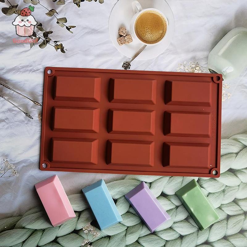 [Kc] 1 Khuôn Làm Bánh Silicon Financier 9 Ngăn Hình Gạch Khuôn Socola Bánh Ngọt Khay Nướng Món Tráng Miệng Dụng Cụ Nướng Bánh [BK]