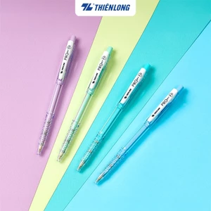 Bút bi Thiên Long 027 Pro ngòi 0.5mm mực xanh thân bút màu pastel thời trang tự động thu ngòi TL-105