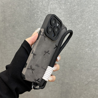 Ốp điện thoại di động dây buộc da lộn màu xám sang trọng cho iPhone16 15 14 13 12 11 Pro MAX IXS MAX XR XS 7 8 Plus bảo vệ camera chống sốc chống rơi mặt sau mềm