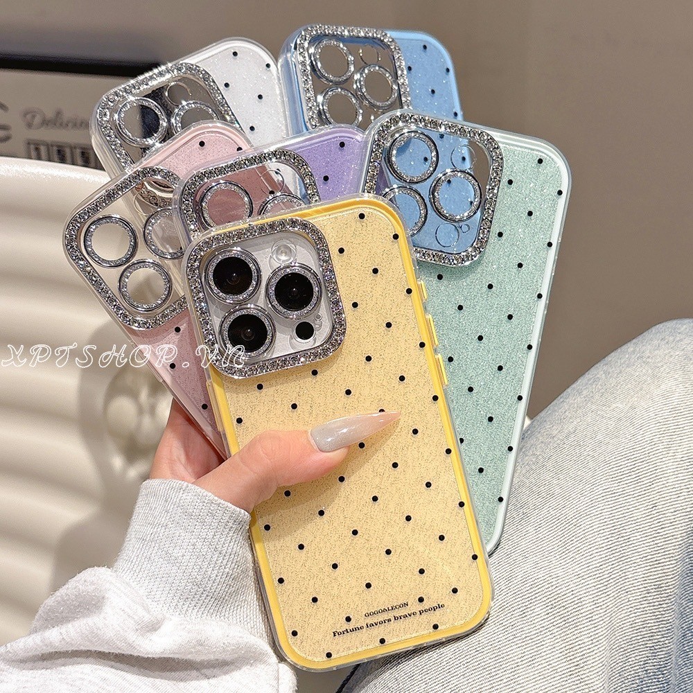Ốp Điện Thoại Acrylic GLITTER Chấm Bi Cho iPhone 17ProMax 16Plus 15 14 13 12 11 Vỏ Bảo Vệ Chống Sốc