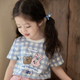 Áo thun ngắn tay dễ thương mùa hè mới cho bé gái, họa tiết hoạt hình, kẻ caro, chấm bi, áo trẻ em