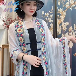 Mùa Xuân Hè 2025 Kính Gạc Thêu Khăn Choàng Nữ Thời Trang Phong Cách Phương Tây Che Nắng Ảnh Khăn Lụa