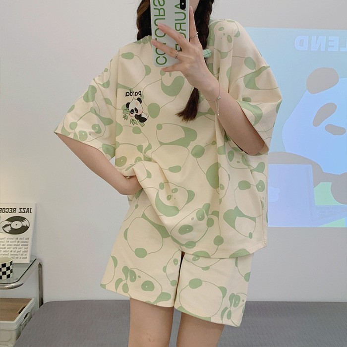 Bộ đồ ngủ nữ mùa hè Đông Nam Á Bộ quần Short ngắn tay mùa hè dành cho nữ Phim hoạt hình mới Quần áo nhà mỏng dễ thương Bán buôn