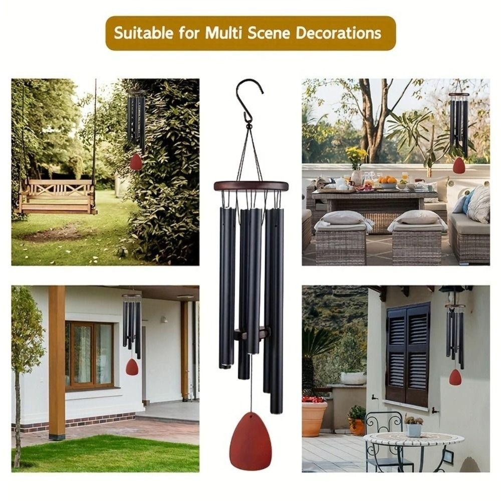 SUNKISSD Nhôm Chuông Gió, 6 Thanh Nhôm Kim Loại Ống Windchime, Lớn Zen Khí Quyển 26 / 32 / 37 Inch Chuông Gió Sân hiên