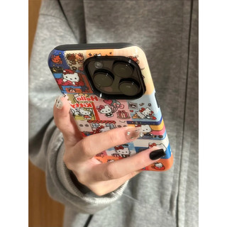 Ốp điện thoại 2 trong 1 Hello Kitty Comics tương thích với iPhone 15 Pro Max, Apple 16 14 Plus 11 / 12 / 13 Pro Max, vỏ bảo vệ chống sốc mới