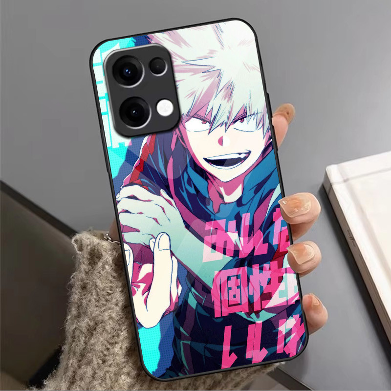 Ốp điện thoại kính My Hero Academia Deku Bakugou cho Oppo A54 A74 4G A79 5G A94 A3X Reno 11 12 13 11F 12F 13F 10 8
