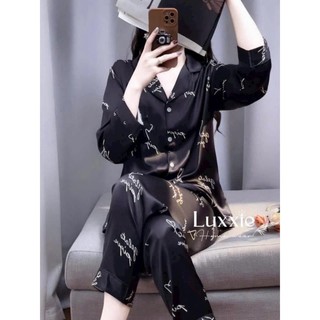 Đồ Bộ Nữ Pijama Bộ Lụa latin Tay Dài cổ sơ mi hàng TK loại cao cấp QQ