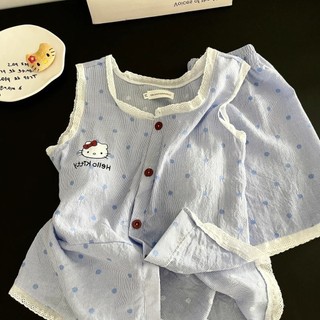 Ren Dễ Thương hellokitty Bộ Đồ Ngủ Nữ Mùa Hè Mới Sling Quần Short Mùa Hè Nhà Quần Áo Phù Hợp Với Mặc Ngoài