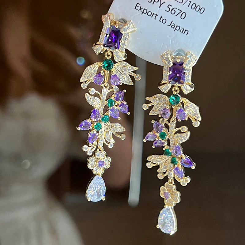 Bông tai Zircon tua rua sang trọng nhẹ nhàng Thời trang sang trọng Tinh tế