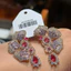 Đẹp Phong Cách Mới Thời Trang Ánh Sáng Sang Trọng Bông Tai Hoa Zircon Tím