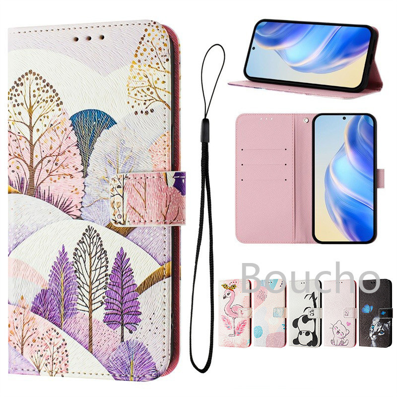 Dành Cho OPPO Reno 11F 12F 12FS 11 12 13 7A 9A 13F Find X7 Ultra X8 A5 Pro 4G 5G Vỏ Điện Thoại Ví Da PU Sơn Có Khe Cắm Thẻ Flip Cover