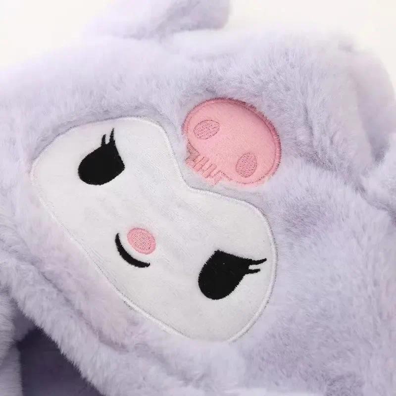 Hoạt Hình Dễ Thương Anime Kuromi Mũ Trẻ Em Khăn Tất Cả Trong Một Mùa Đông Bảo Vệ Tai Nhung Dày Ấm Có Mũ Trùm Đầu Khăn
