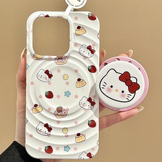 Ốp Điện Thoại Di Động Dâu KT Cat Từ Tính Dễ Thương Cho iPhone16 15 14 13 Pro Max Bảo Vệ Camera Chống Sốc Ốp Lưng Cứng Chống Rơi