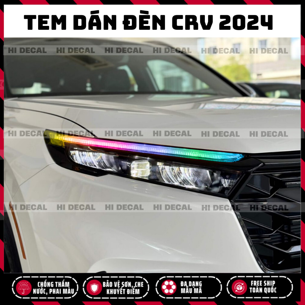 Tem dán đèn CRV 2023 2024 2025, decal trang trí đèn CRV chống nước, bền màu