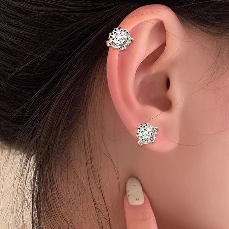 Bông tai s925 bạc cao cấp, full kim cương, thiết kế xương tai, ánh sáng sang trọng, khóa ngủ miễn phí