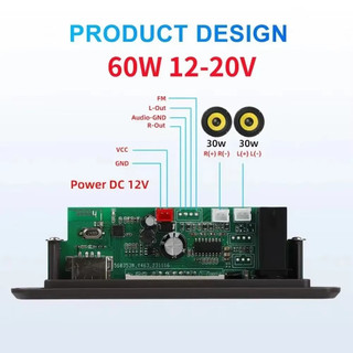 Bộ Khuếch Đại 60W Bluetooth 5.3 MP3 Bảng Giải Mã DIY Xe Máy Nghe Nhạc MP3 USB FM Ghi Thời Gian Hiển Thị Micro rảnh Tay Có Điều Khiển Từ Xa