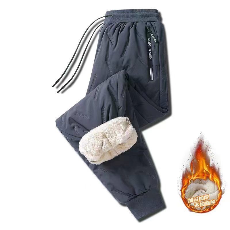 Quần cotton nhung cừu thu đông quần dài ống đứng chống gió thường ngày thể thao giữ ấm chống lạnh lót nhung dày dặn thời trang