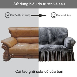 Vỏ ghế sofa Seersucker đàn hồi bọc ghế sofa trơn bọc Áp dụng phổ biến trong tất cả các mùa 1/2/3 chỗ ngồi