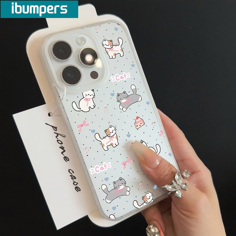 ibumpers Ốp Lưng IPhone Dễ Thương Coquette Nơ Họa Tiết Mèo Ốp Điện Thoại Trong Suốt Nhám Mờ TPU Mỏng Chống Sốc Chống Bẩn Cho IPhone 16 15 14 12 13 11 Pro Max IP 7 8 Plus X XS XR